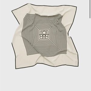 Toteme Monogram  Cream and Black Silk Scarf